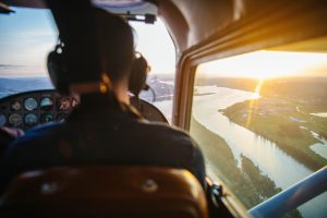 Cockpit view on top of a river