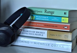 Stack of self-help books