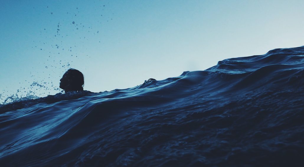 Swimmer in sea